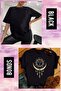 Yellow Moon Set of 2 Oversize Printed T-Shirt Basic Oversize Black T-Shirt - 4