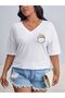 Women's Printed Women's Oversize V-Neck T-Shirt Loose - 3