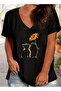 Women's Printed Women's Oversize V-Neck T-Shirt Loose