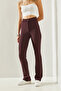 Women's Burgundy Striped Palazzo Trousers 60251231 - 8
