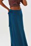 Solid Color Bohemian Long Wrap Skirt Navy Blue - 5