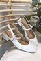 Women's Audrey White Matte Leather Open Back Square Toe Helmet Short Block Heeled Shoes - 7