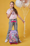 Kids Pink Purple Fashion Girl Patterned Three-Compartment Wheeled School Backpack 23955 - 8