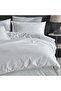 100% Cotton Satin Striped Double Duvet Cover Set White - 2