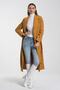Women's Mustard Men's Collar Long Belted Pocket Lined Coat