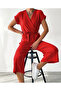 Red Pink Fabric Medium Length Jumpsuit