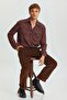 Relaxed Cut Corduroy Men's Trousers Brown - 3