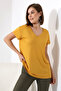 Casual V-Neck Short Sleeve T-Shirt 19410 MUSTARD - 2