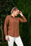 Large Size Brown Corduroy Shirt with Pocket Detail - 2