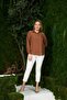Large Size Brown Corduroy Shirt with Pocket Detail - 5