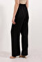 Women's Black High Waist Fabric Pants 6612 - 4