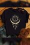 Yellow Moon Set of 2 Oversize Printed T-Shirt Basic Oversize Black T-Shirt - 2