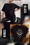 Yellow Moon Set of 2 Oversize Printed T-Shirt Basic Oversize Black T-Shirt