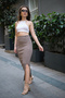 Women's Brown Slit Camisole Skirt 60201026