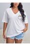 Women's Printed Women's Oversize V-Neck T-Shirt Loose