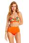 1457-1109 Leaf Pattern Underwire Gathering Bikini Set