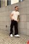 Baggy Black Cargo Pocket Lace Detailed Trousers - 4