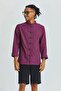 Button Detailed Bohemian Shirt Purple - 3