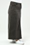 Lycra Smoked Gray Long Denim Skirt - 8