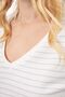 100% Organic Cotton V-Neck Striped T-shirt Ecru/Brown - 6
