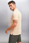 MARTEN Men's 100% Cotton Short Sleeve Regular Fit Beige Polo Collar T-shirt - 4