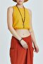 Elastic Waist Basic Crop Blouse Mustard - 5