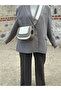 Straw Look Leather Detailed Canvas Dark Mink Women's Hand and Shoulder Bag - 2