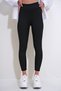 Women's Black High Waist Ribbed Lycra Leggings Alc-X12364 - 4