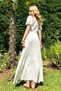 Women's White Double-Breasted Collar Self-Textured Skirt Flounced Maxi Dress Alc-X12344 - 6