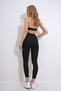 Women's Black High Waist Ribbed Lycra Leggings Alc-X12364 - 5