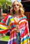 Women's Multi-Color Long Rope Belted Kimono Jacket Alc-X12334 - 4