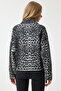 Women's Black Ecru Leopard Print Denim Jacket Vc00007 - 6