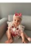 Red Petite Checkered Cherry Detailed Summer Dress with Headband - 6