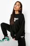 Women's Eagle Printed Hooded Zippered Sweatshirt Tracksuit Bottom-Top Set - 2