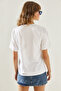 Women's White Crew Neck Short Sleeve Basic T-Shirt 60251202 - 6