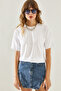 Women's White Crew Neck Short Sleeve Basic T-Shirt 60251202 - 2