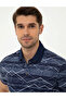 Navy Blue Slim Fit Shirt Collar T-Shirt
