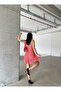 Women's Red Chest Detailed Thin Strap Above Knee Summer Mini Dress - 5