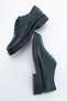 Genuine Leather Navy Blue Lace-Up Oxford Women's Shoes - 6