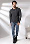 Compact Combed Cotton Lycra Regular Fit Long Sleeve Dummy V-neck T-shirt 19698 Dark Anthracitmelange