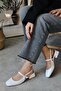 Women's Audrey White Matte Leather Open Back Square Toe Helmet Short Block Heeled Shoes - 4
