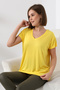 Casual V-Neck Short Sleeve T-Shirt 19410 LIGHT YELLOW - 3