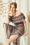 Low-cut and Slit Lace Fabric Beach Dress, Cover Up, Beachwear, Resortwear - 5