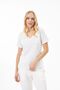 100% Organic Cotton V-Neck Striped T-shirt Ecru/Brown - 4