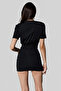 Crew Neck Mini Women's Dress - Knot Detailed, Short Sleeve - 6