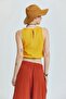 Elastic Waist Basic Crop Blouse Mustard - 4