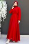 Cross-Front Chiffon Dress Red - 2