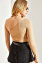 Women's Beige Long One-Shoulder Crop Blouse 60251257 - 2