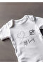 Short-sleeved 100% cotton baby bodysuit with honey design. - 2