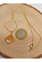 Citrine Stone Pendant with Clover Theme and Gold Plated Chain (49790) - 3